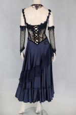 ネイビー×黒 レース＆裾フリルパソＬＤ Sサイズ